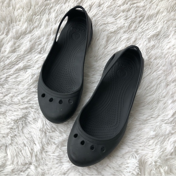 CROCS • Womens Comfort Shoe Kadee Slip On Ballet Flat in Black/ Size 10 - Picture 2 of 14
